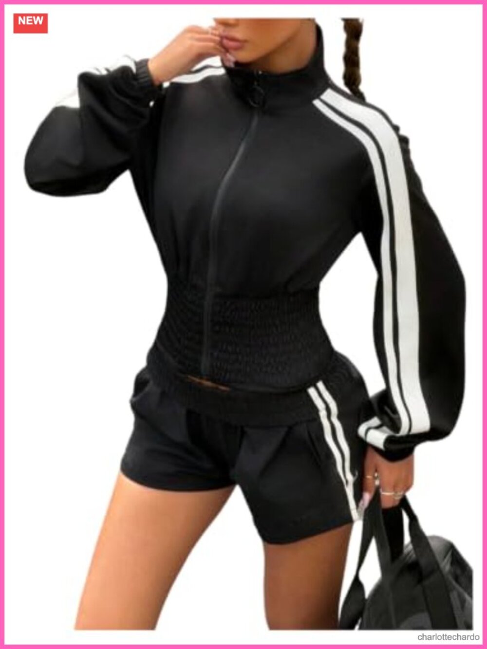 Y2k Striped Track Jacket Zip Up Mock Neck Long Sleeve Crop Streetwear